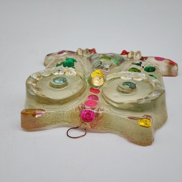 Vintage Lucite Owl Figure Hanging Sequin in Plastic 4.5" Tall - Picture 7 of 9